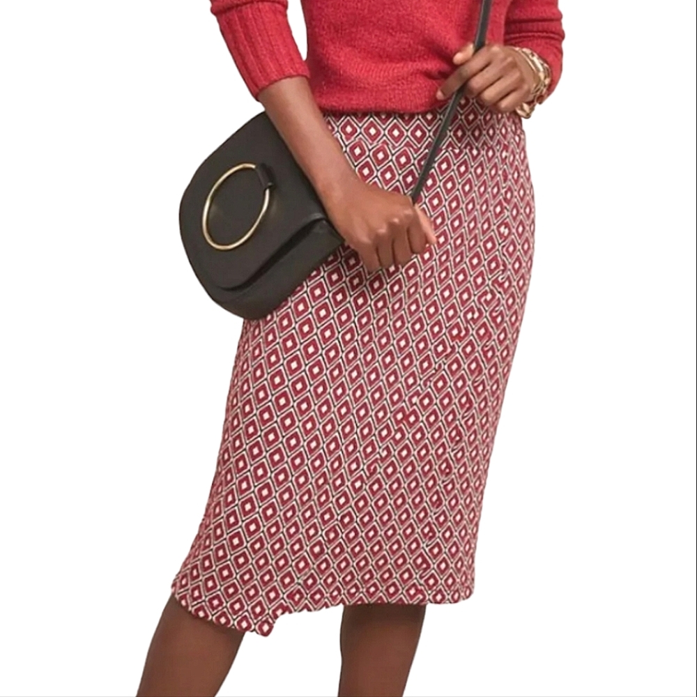 Maeve Anthropologie Wiles Geometric Print Jacquard Faux Wrap Pencil Skirt Large